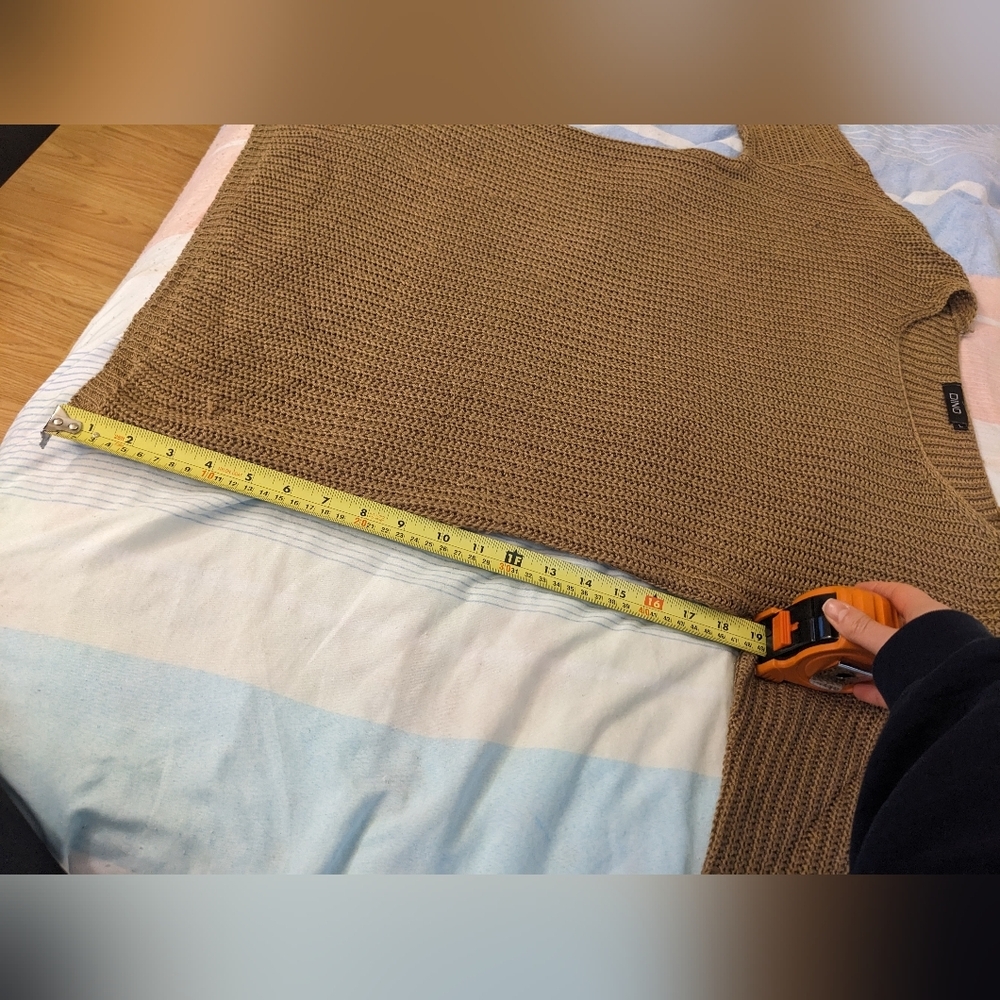 Women's Long Sleeve Tan Sweater - Picture 5 of 8